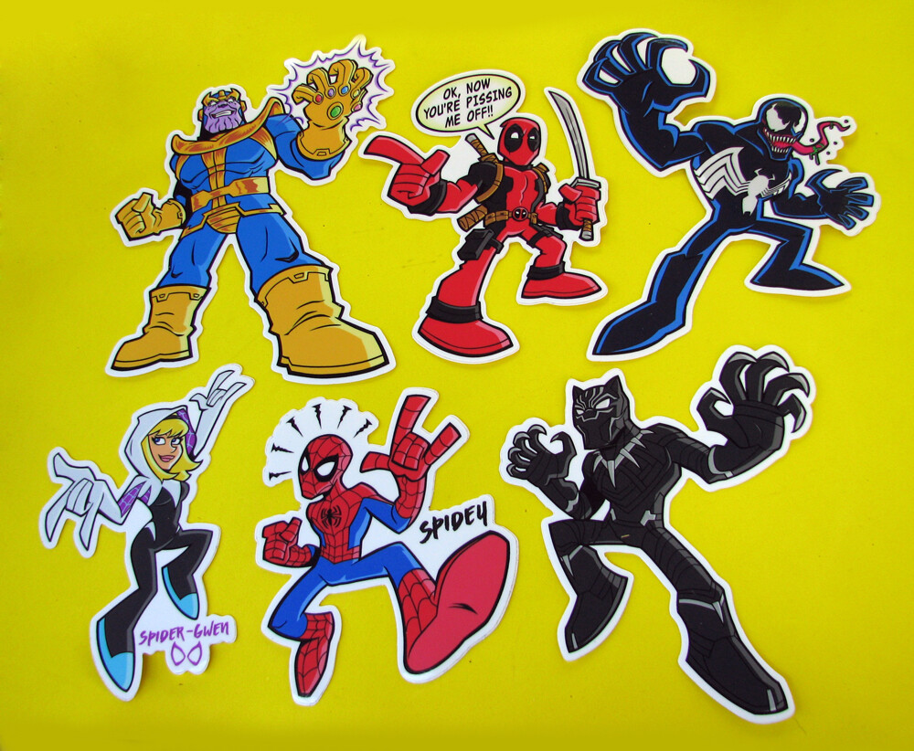 Marvel Vinyl Stickers Spider-Man Venom Deadpool Black Panther Thanos Car Decal