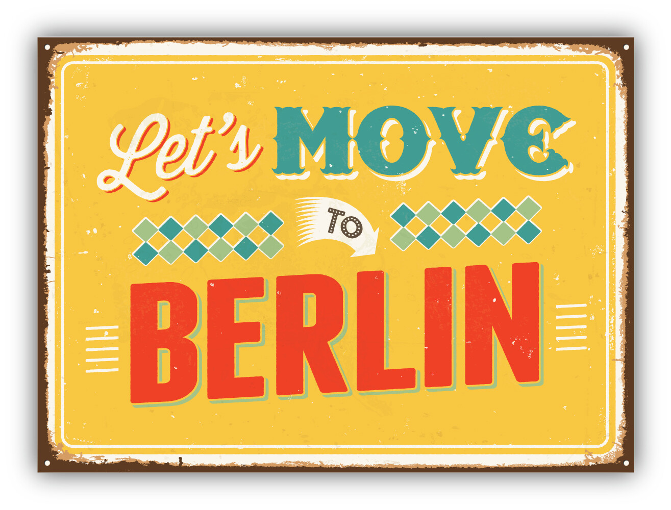 Lets Move To Berlin Vintage Vinyl Sticker Decal