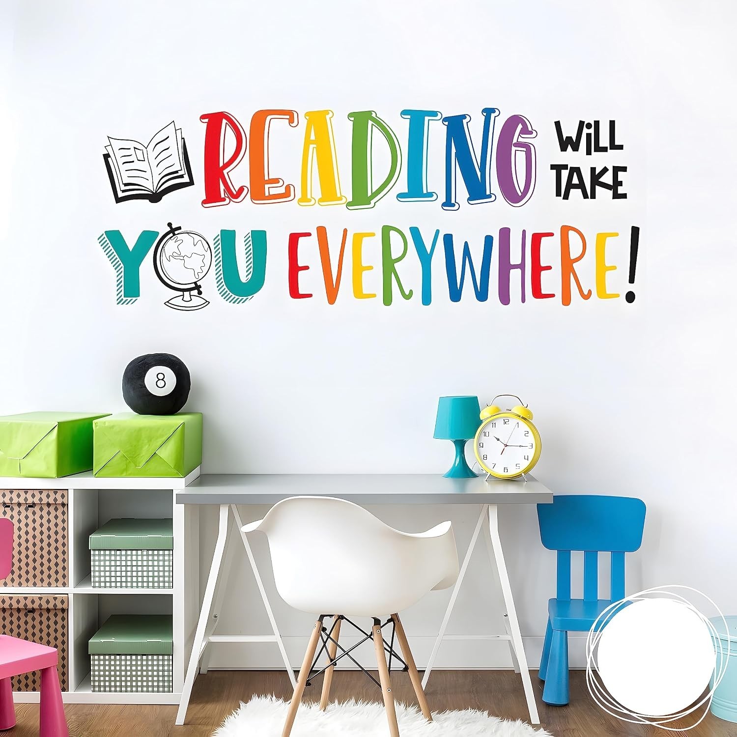 Reading Will Take You Everywhere Inspirational Quote Wall Decal Sticker, Moti…