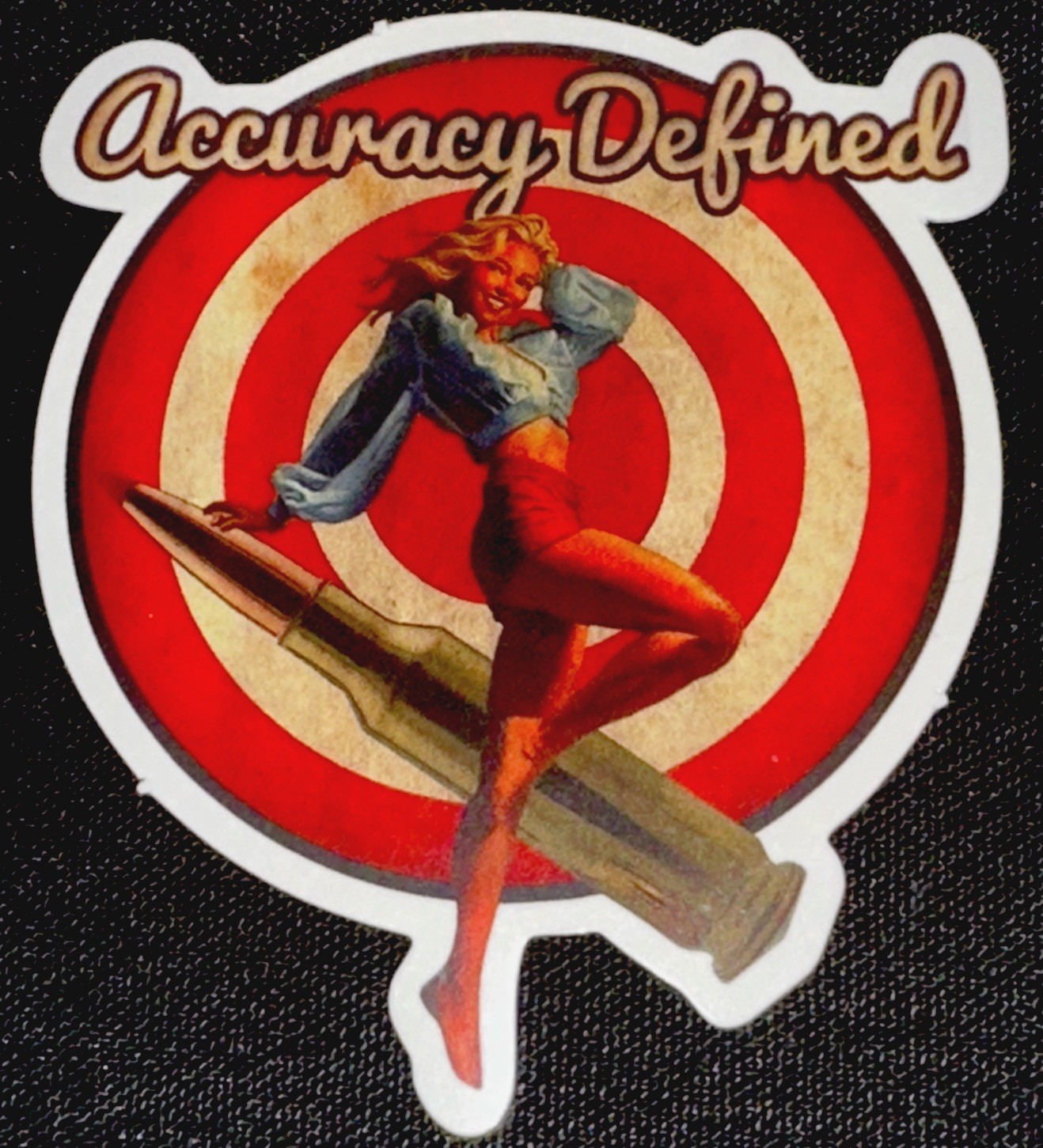 SEXY PINUP GIRL STICKER✨💋🎯🔥🎯💋✨2 1/2” x 2 1/4”✨GLOSSY✨HIT THE TARGET✨❤️‍🔥💫
