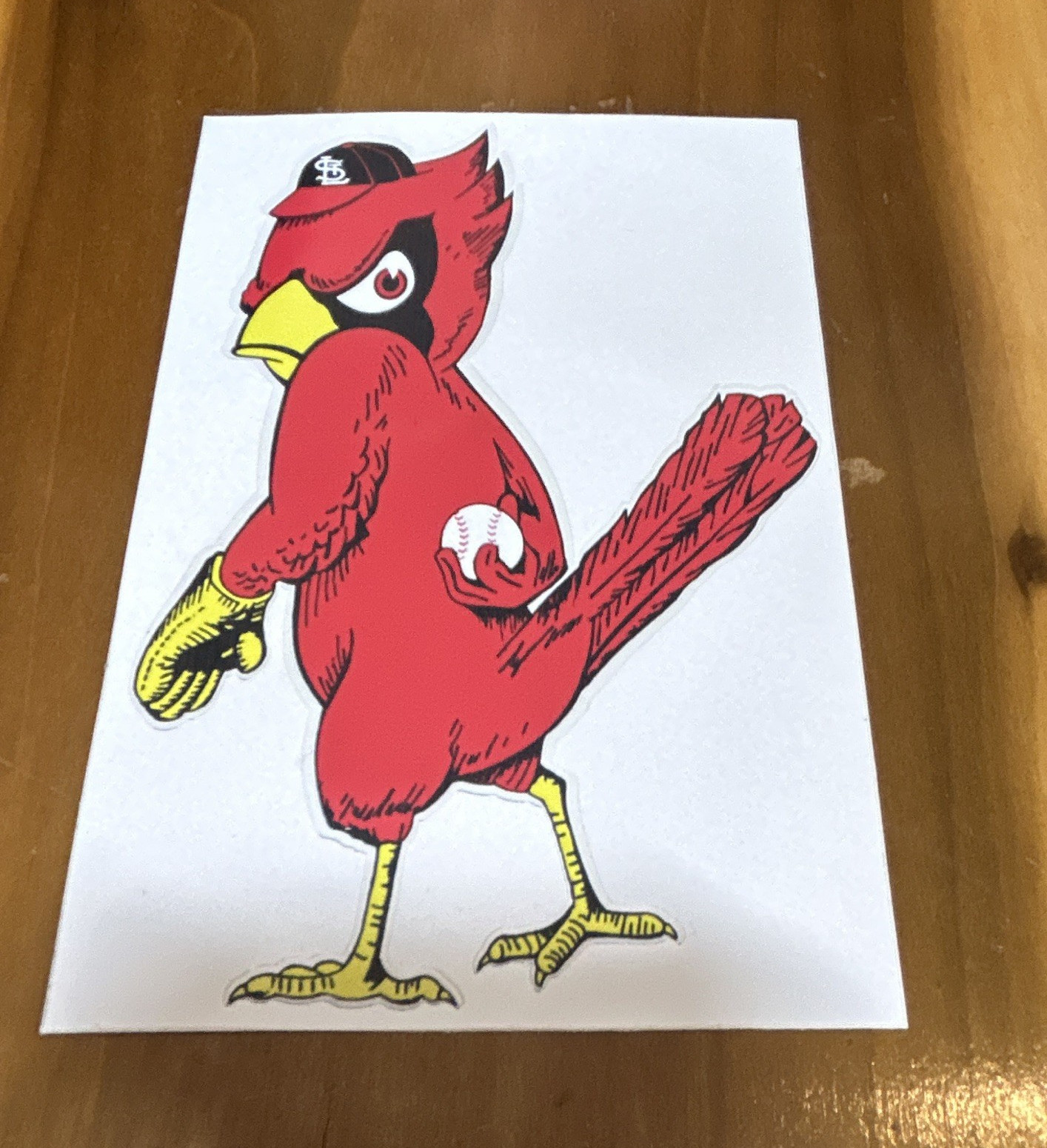 Red Cardinal Bird Mascot Sports Sticker Decal – Yellow White Black