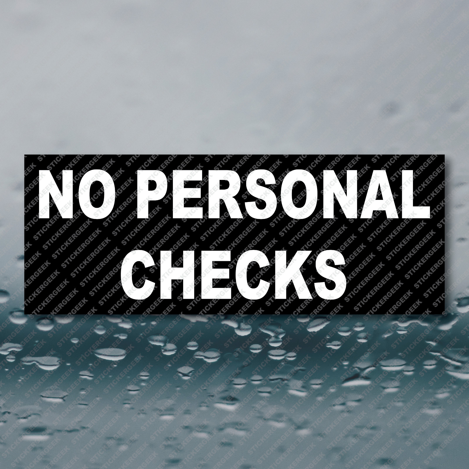 NO PERSONAL CHECKS Retail Store Business Mart Market Cash Register Sticker 8×3