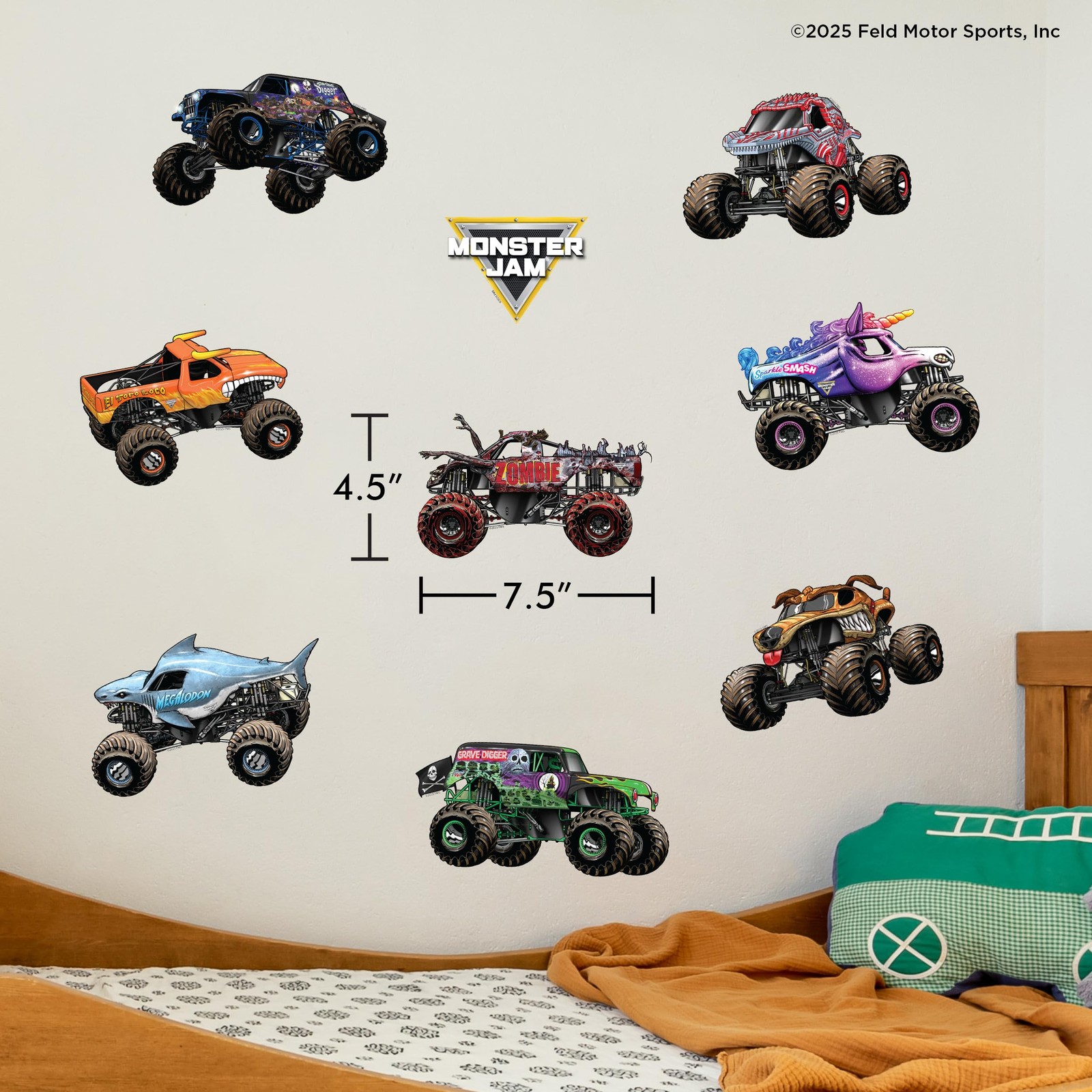 Monster Jam Trucks Wall Decals Pack – Grave Digger Son-Uva Digger El Toro Loc…