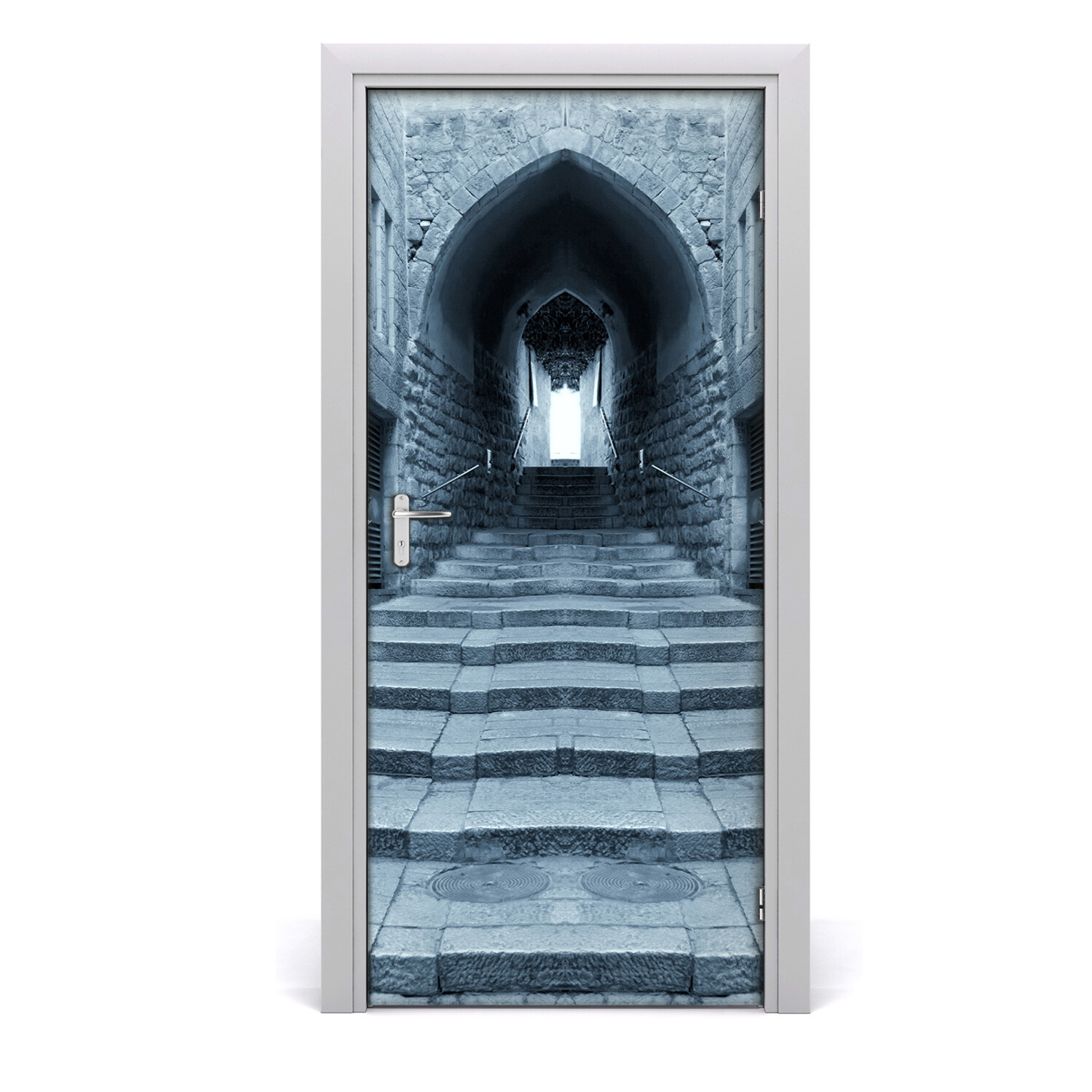 Self adhesive Door wrap removable Peel & Stick Architecture Old Street stairs