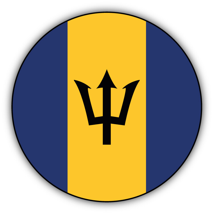Barbados Round Flag Car Bumper Sticker Decal