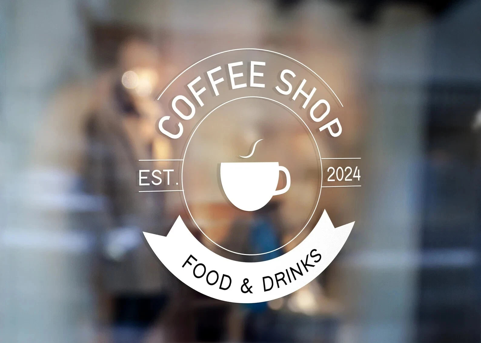 VΛ Custom Coffee Shop Window Decal Logo Sticker Business Sign Peel & Stick