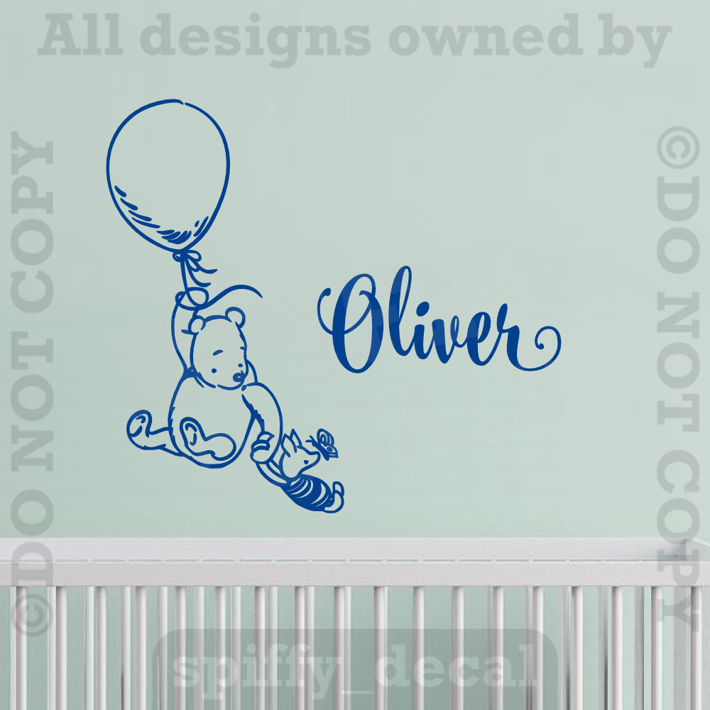 Personalized Name Classic Pooh Balloon Quote Vinyl Wall Decal Decor Sticker