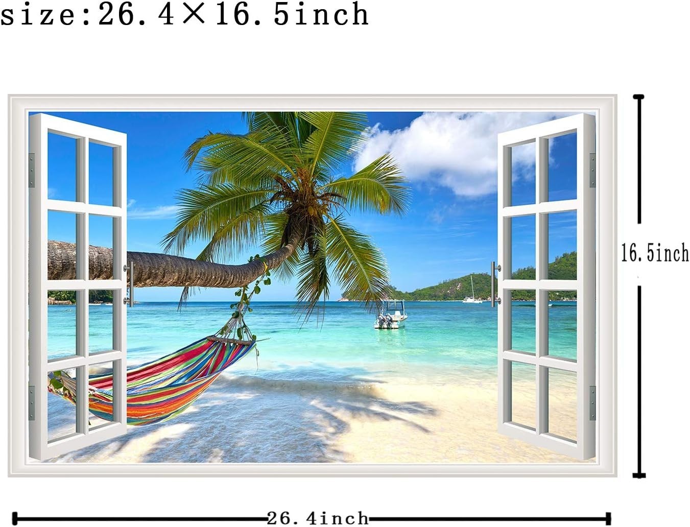 Beach Seascape Fake Window Decal for Living Room