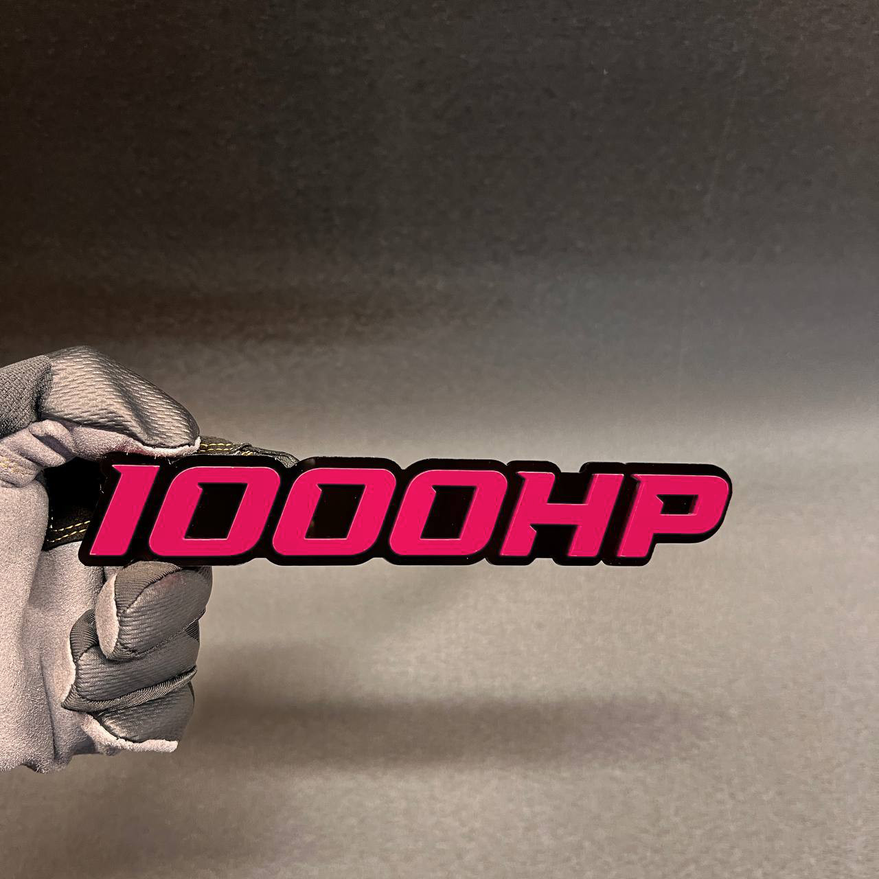 1X 1000 HP Custom Car Emblem Multicolor Acrylic Car Badge Decal BLACK – PINK