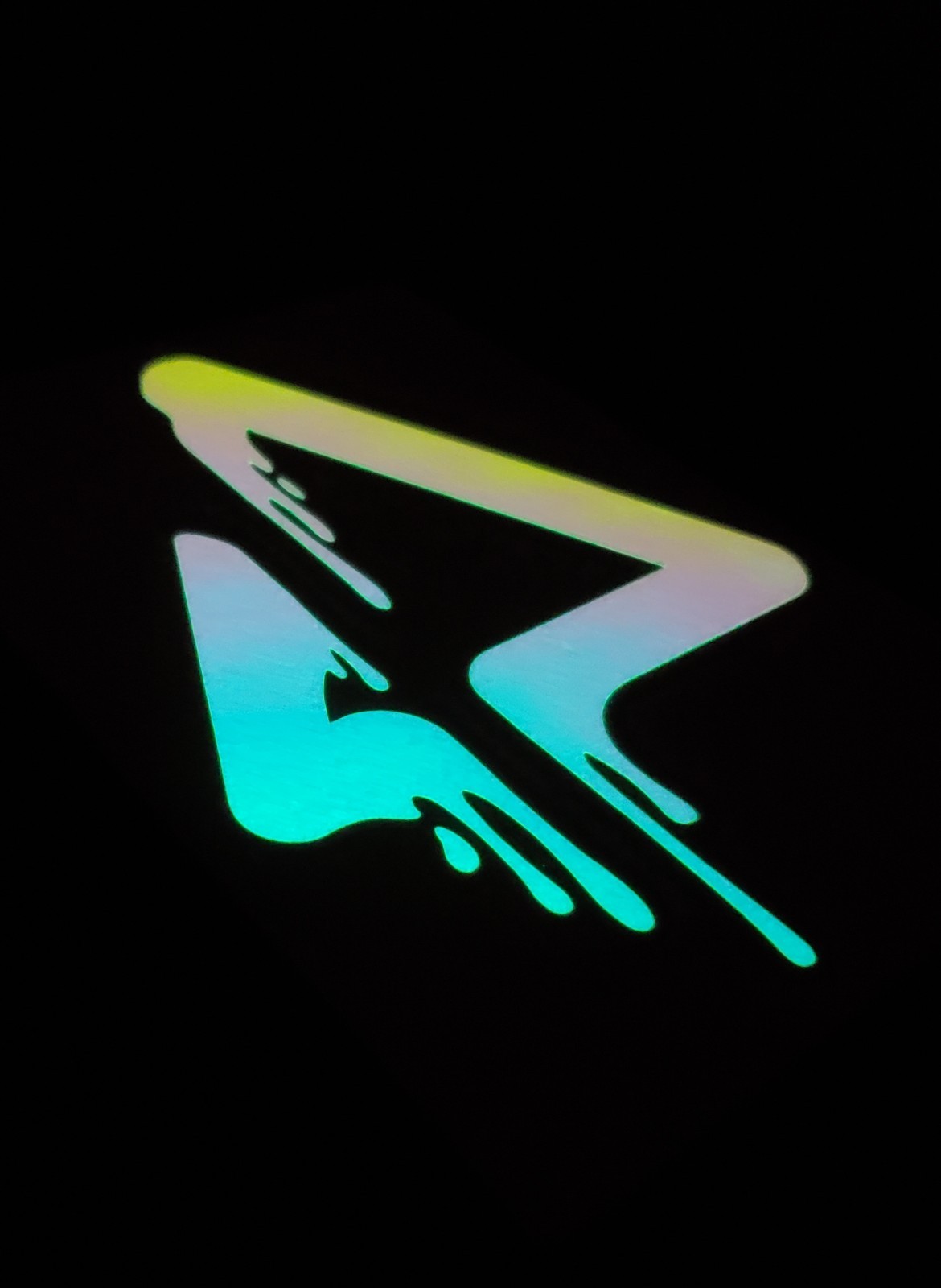 Glow In The Dark Melting Triangle Vinyl Decal Medium Size Sticker Bright Opal