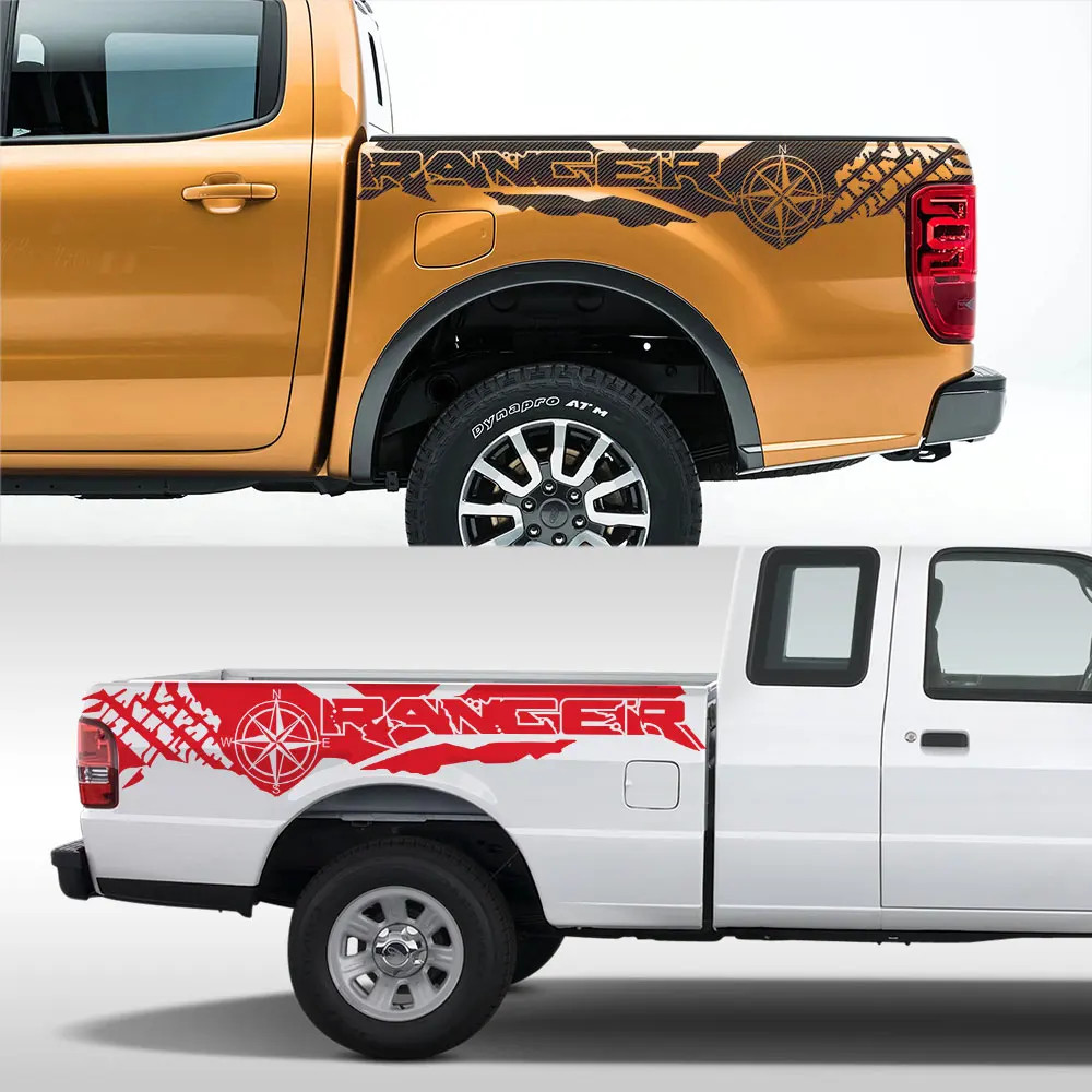 Aftermarket Tire Print & Compass Adventure Tail Decal for Ford Ranger Raptor Pic
