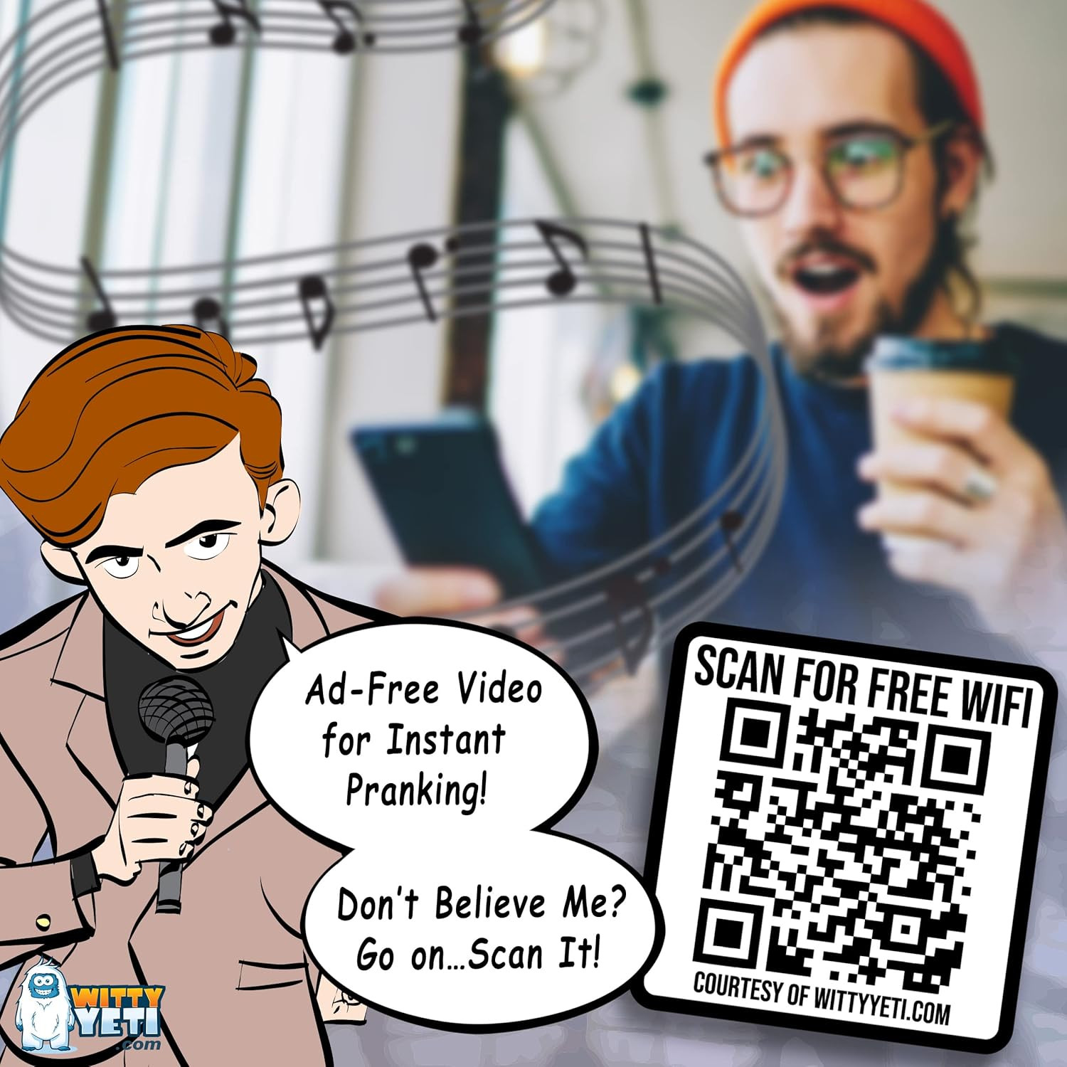 Ad-Free, Realistic 2X2In Fake Wifi Rick Roll QR Code Stickers 25 Pack. Best Bulk