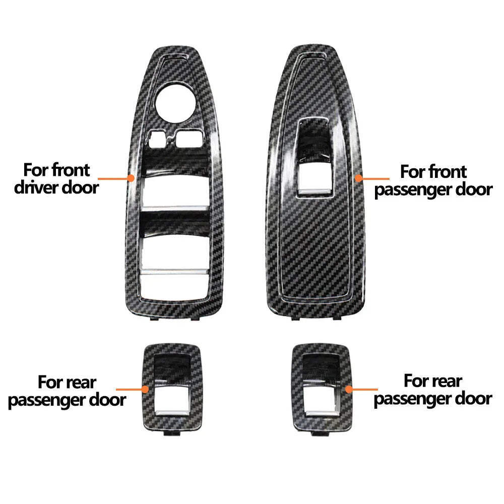 Interior Door Carbon Fiber Window Regulator Switch Panel Trim Cover Replacement