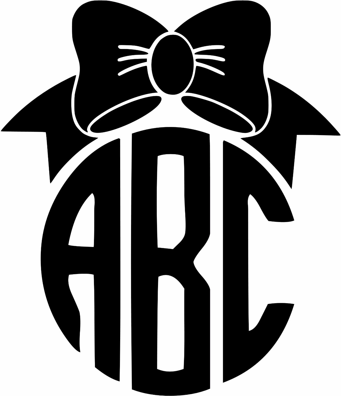 Custom Bow Monogram Initials Personalized Vinyl Decal U Pick SIZE + COLOR