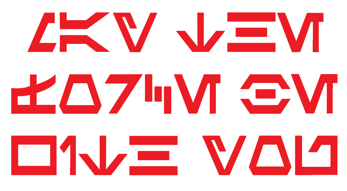 MAY THE FORCE BE WITH YOU, AUREBESH, STAR WARS ALPHABET, Decal Sticker for Cars.