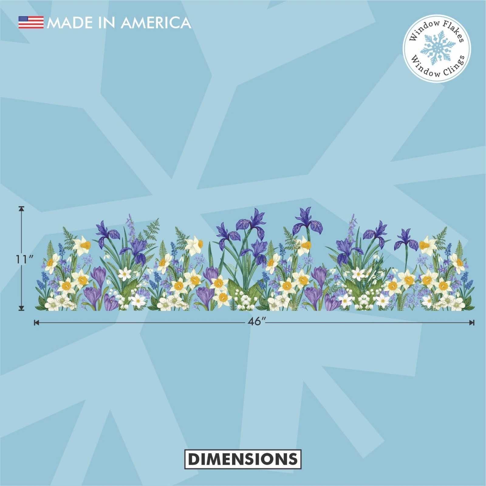 Spring Flower Window Cling Border – Double-Sided Static Decal for Glass – Bird S
