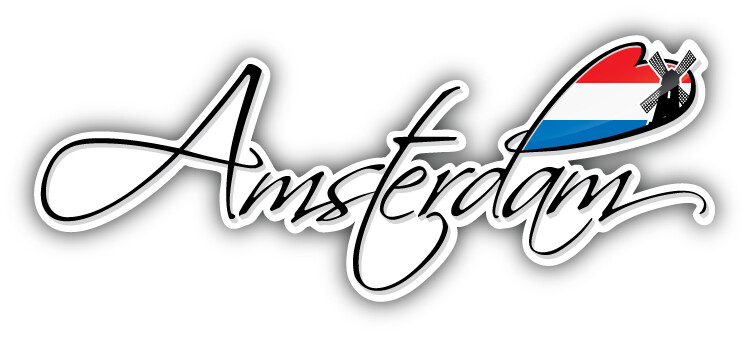 Amsterdam World Flag Travel Slogan Car Bumper Sticker Decal