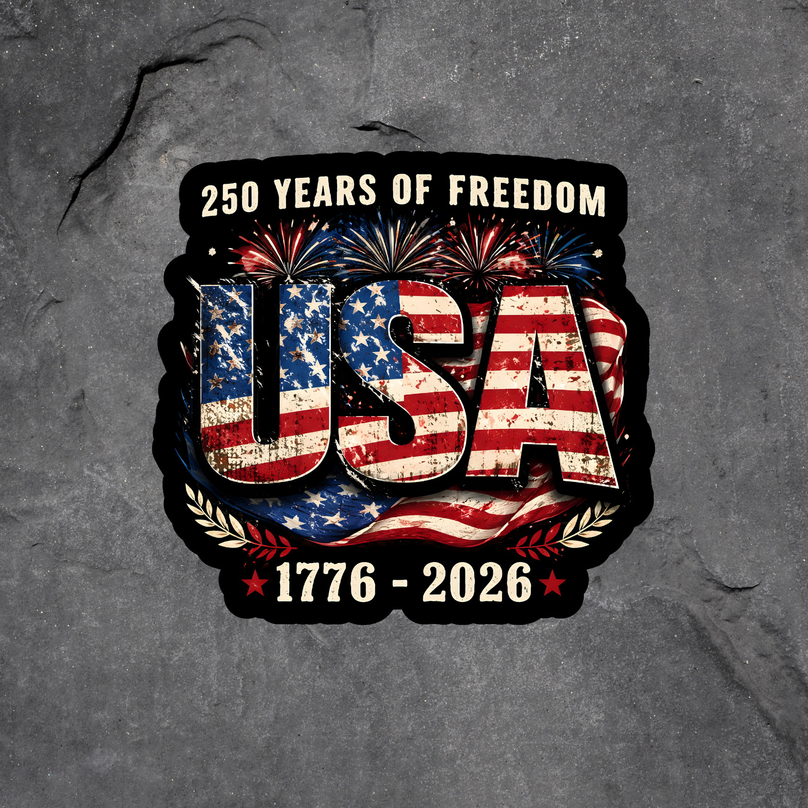 Patriotic Sticker Vinyl Decal USA 250 Years Freedom 1776 2026 Fourth of July
