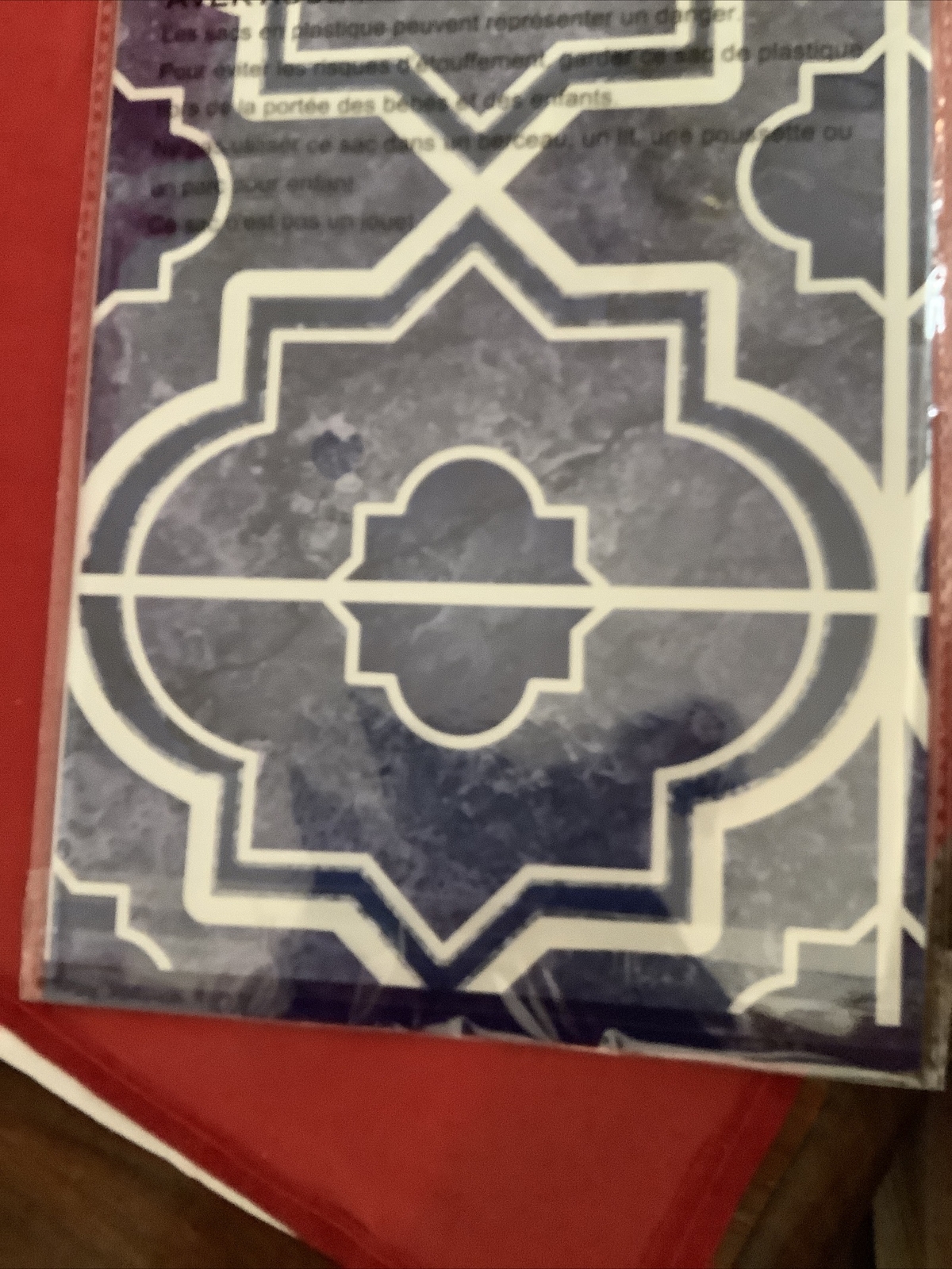 Blue Marble Quatrefoil Tile Foil Backsplash Wall Art Decal 29.5" Peel Stick G23