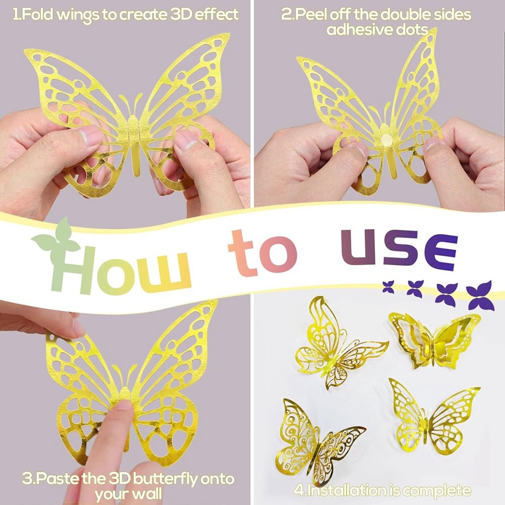 96 Pieces 3D Metallic Shaped Wall Decorations p1542