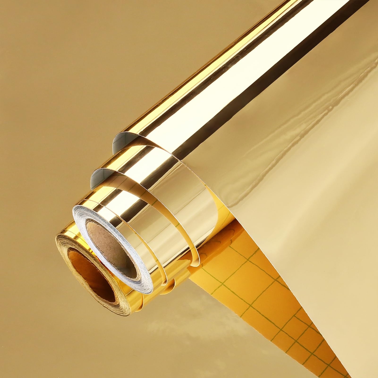 Wallercity Flexible Gold Mirror Sticker Peel and Stick Mirror Wallpaper Self …