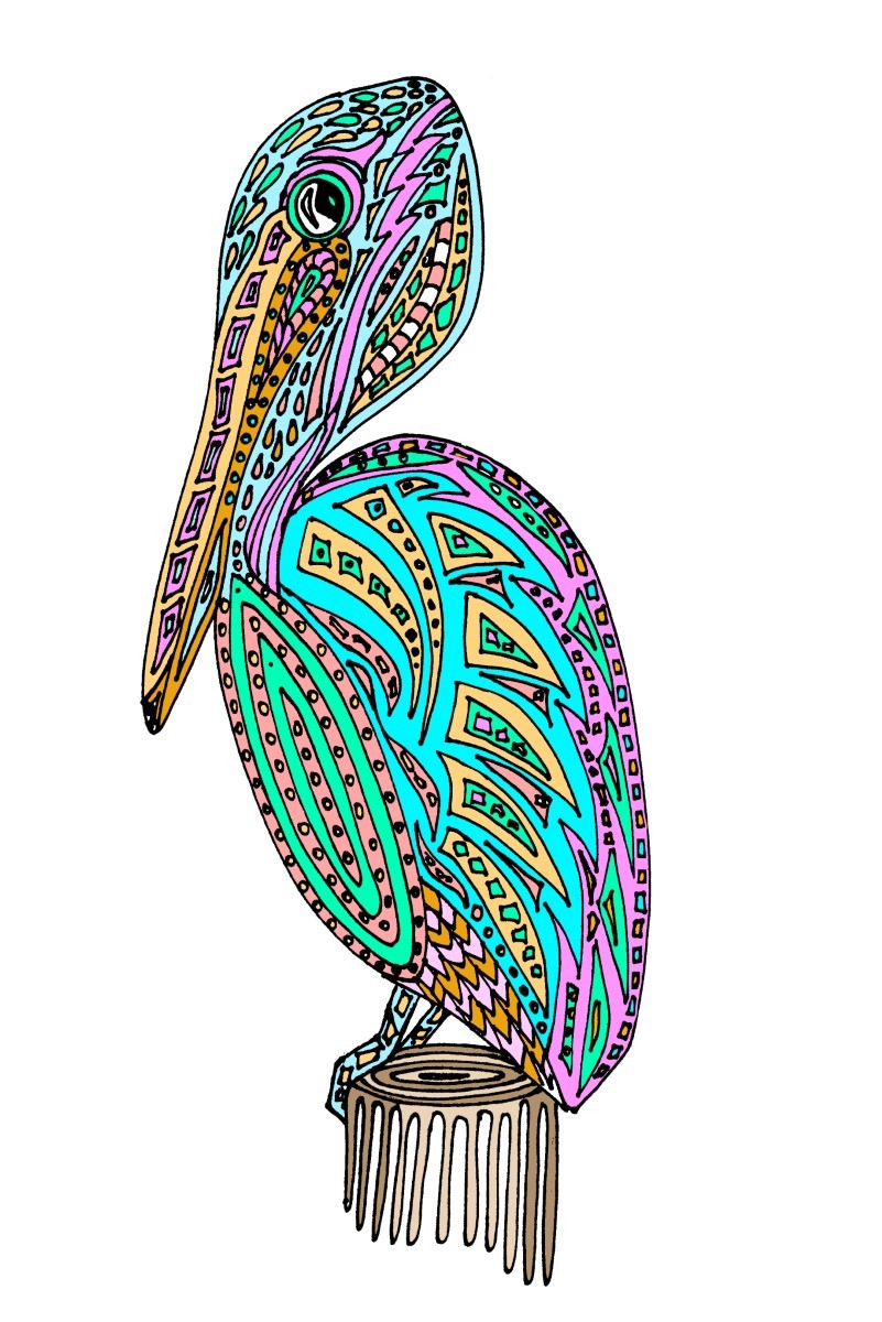 Pelican Mosaic Bird Vinyl Sticker for Laptop Car Window Cups Mailbox