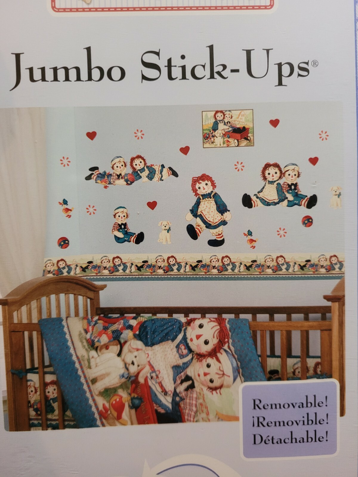 'RAGGEDY ANN & ANDY' WALLPAPER 'STICK-UPS' WALLPAPER STICKERS, BRAND NEW IN PKT