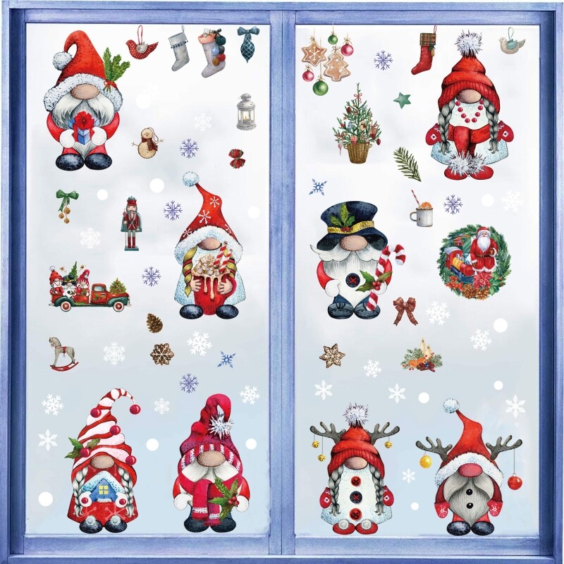 Upgrade Christmas Window Clings Decorations 9 Sheets Elves Window Stickers