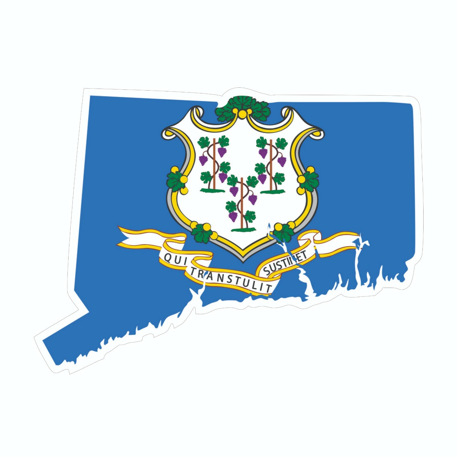 Connecticut State Map Outline with Flag Sticker, Decal, Vacation Sticker