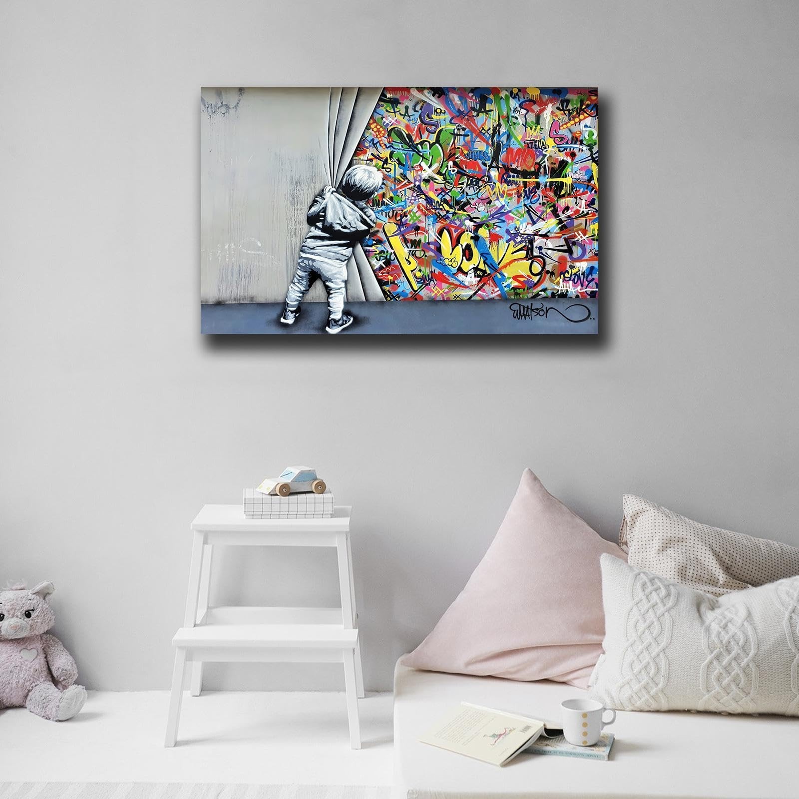 Banksy Canvas Wall Art Pop Street Graffiti Wall Art Decor Cool Poster Paintin…