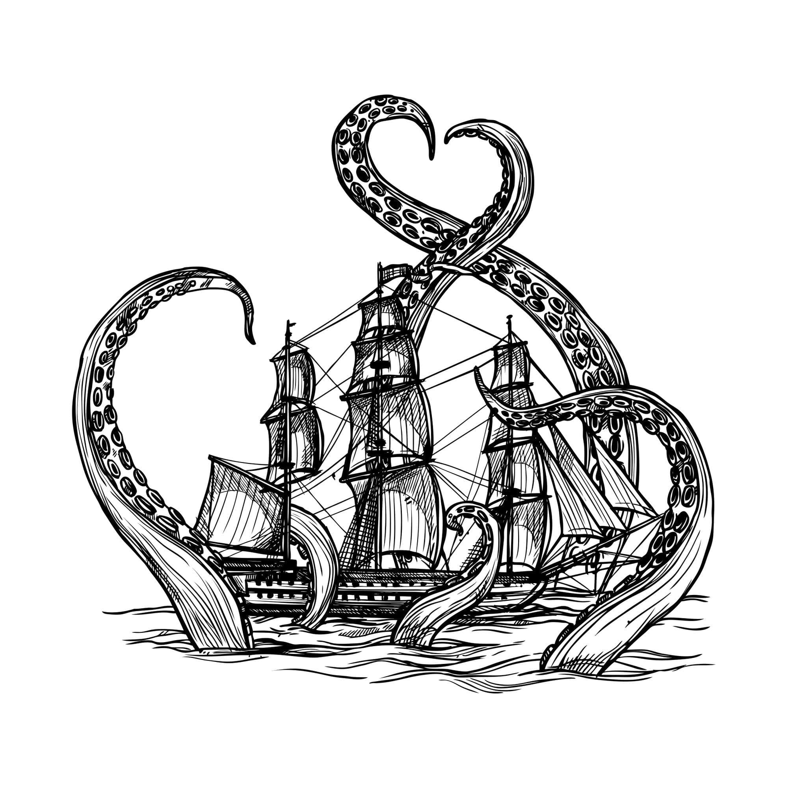 Beach Nautical Theme Fantasy Kid's Room Decor. Kraken Octopus Wall Decal Sticker
