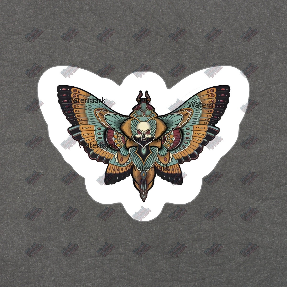 Unique Skull Moth Vinyl Decal Aesthetic Art Sticker for Laptop, Water #585618