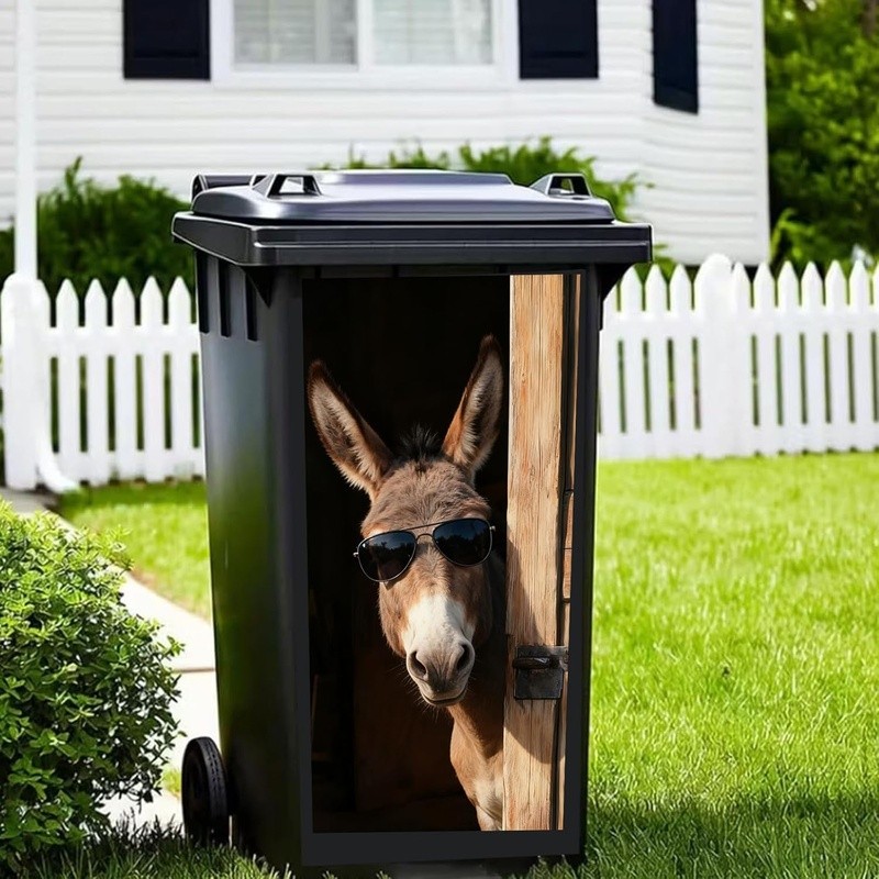 Animal Pattern Trash Can Decal Funny Vinyl Sticker Outdoor Bins DIY Decor New