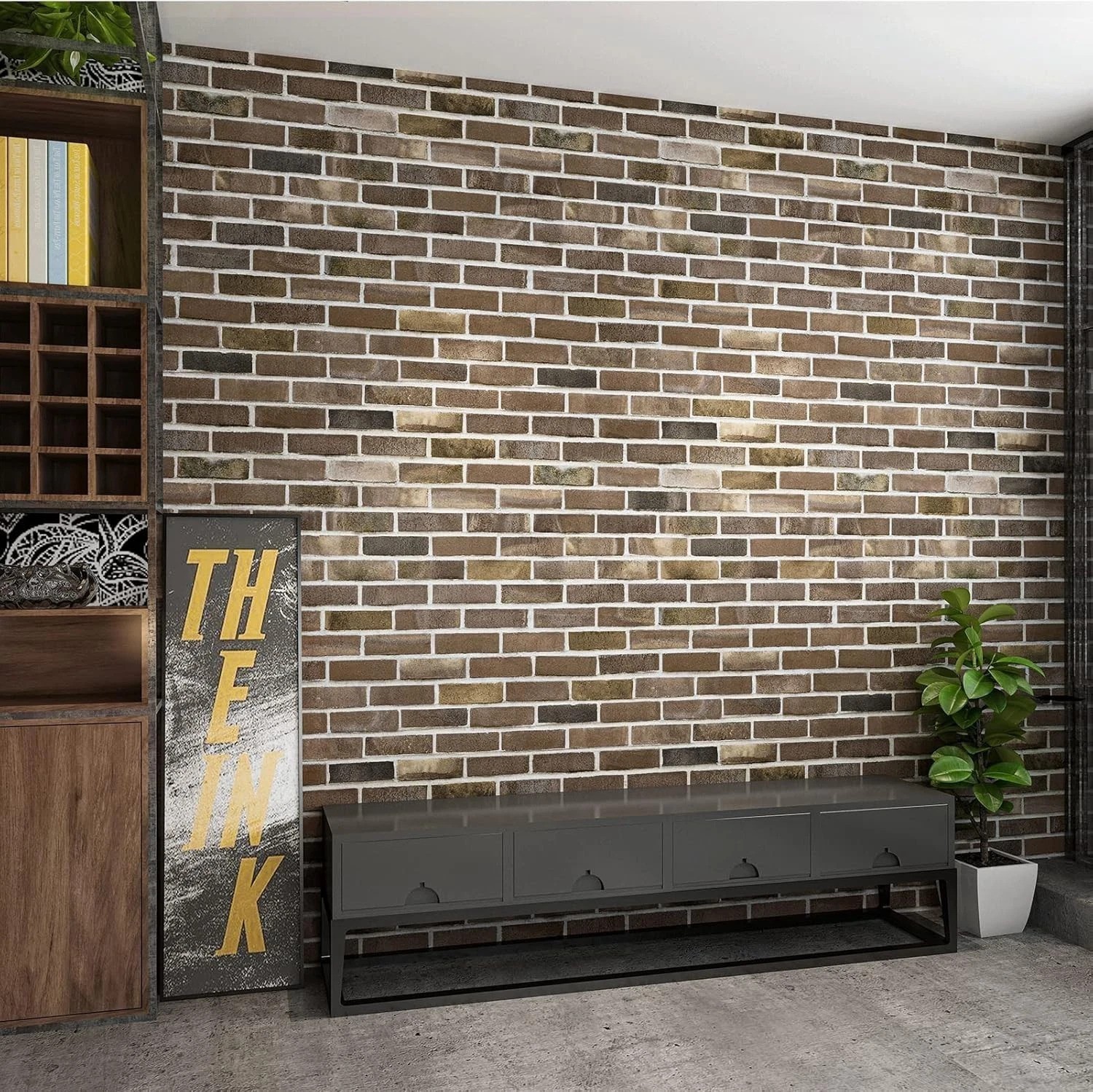 Self-Adhesive 3D Wall Panels – 20-Pack Gray Brown Faux Brick for Modern Decor