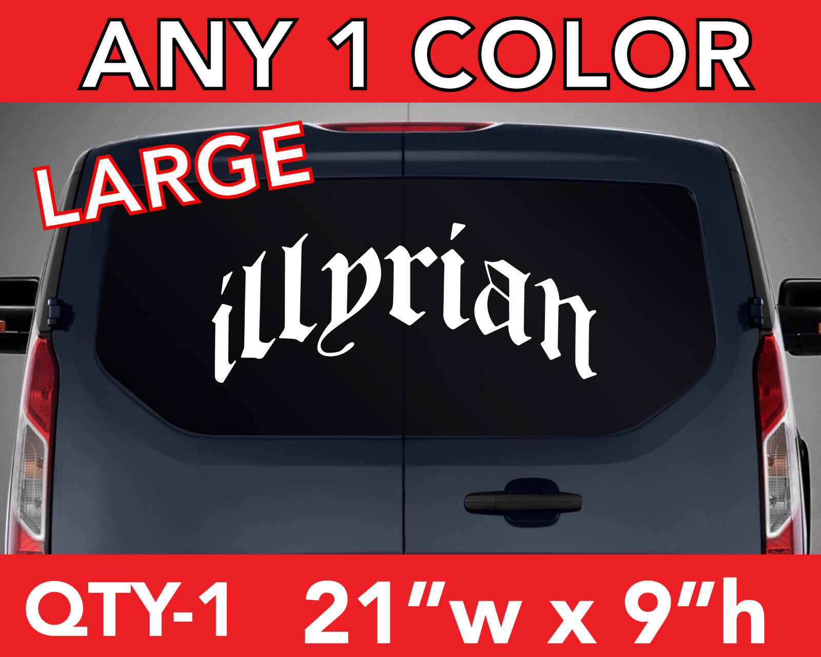 ALBANIA ALBANIAN ILLYRIAN SOLID LETTERS WINDOW LARGE DECAL STICKER 21"w x 9"h