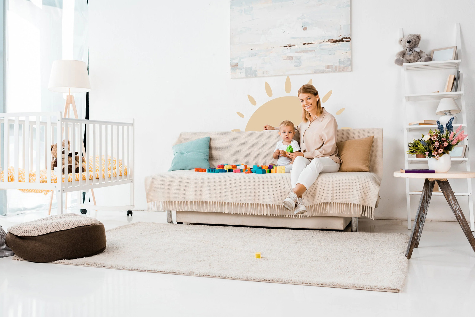 Boho Sun Wall Decal – Half Shape Sunshine Large Sticker Decor For Nursery Kids