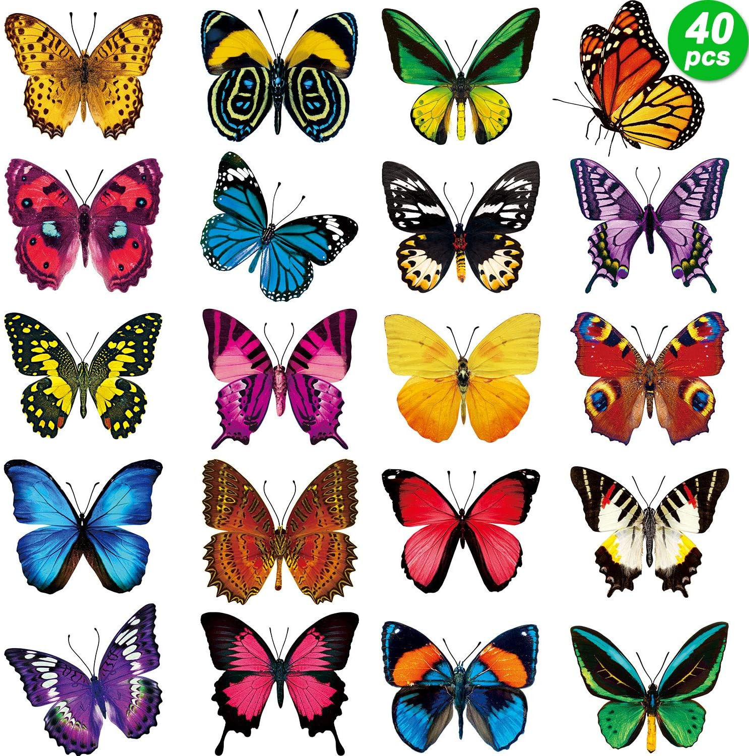 40 Pieces Butterfly Anti-Collision Window Clings Spring Butterfly Decals to Prev
