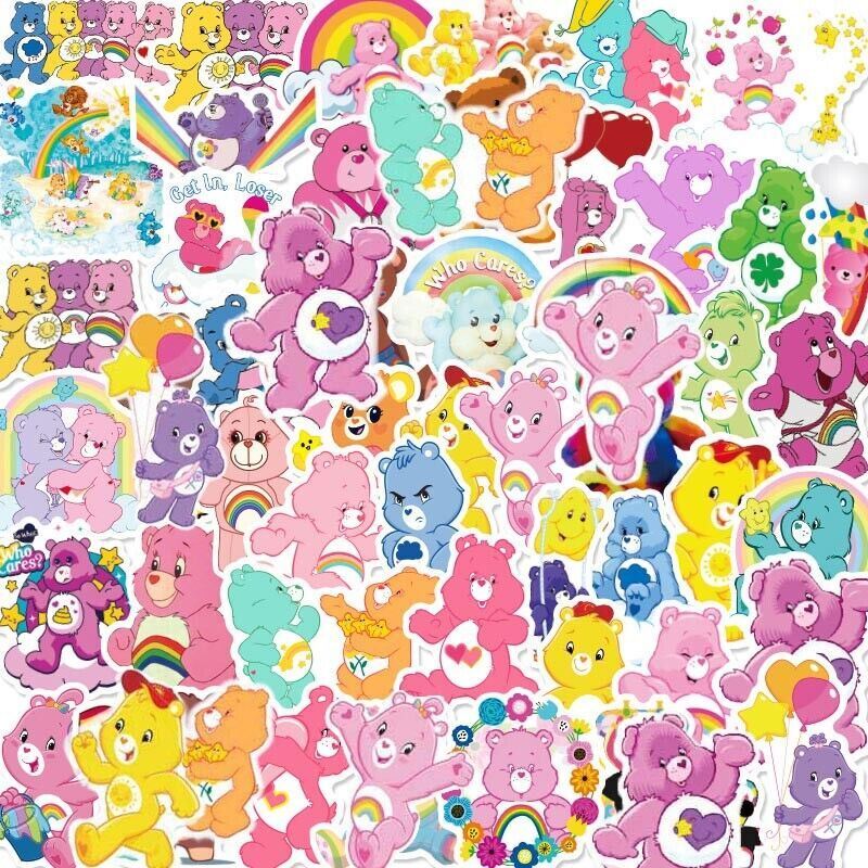 TEDDY BEAR Vinyl Stickers~SUNSHINE Grumpy RAINBOW Care Teddybear~VINYL WATERPROO
