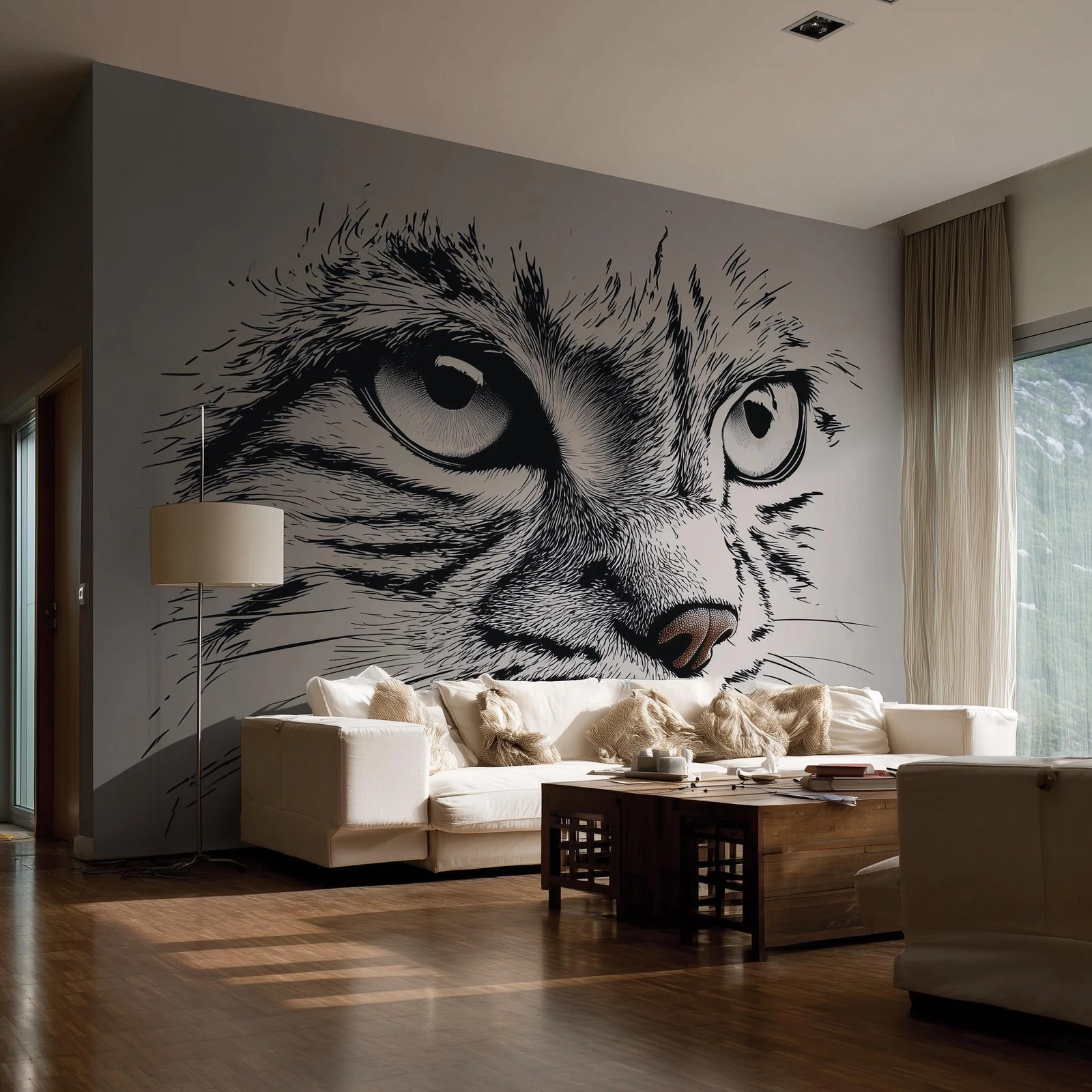 Cat Face Wall Decal | Large Cat Eyes Wall Sticker