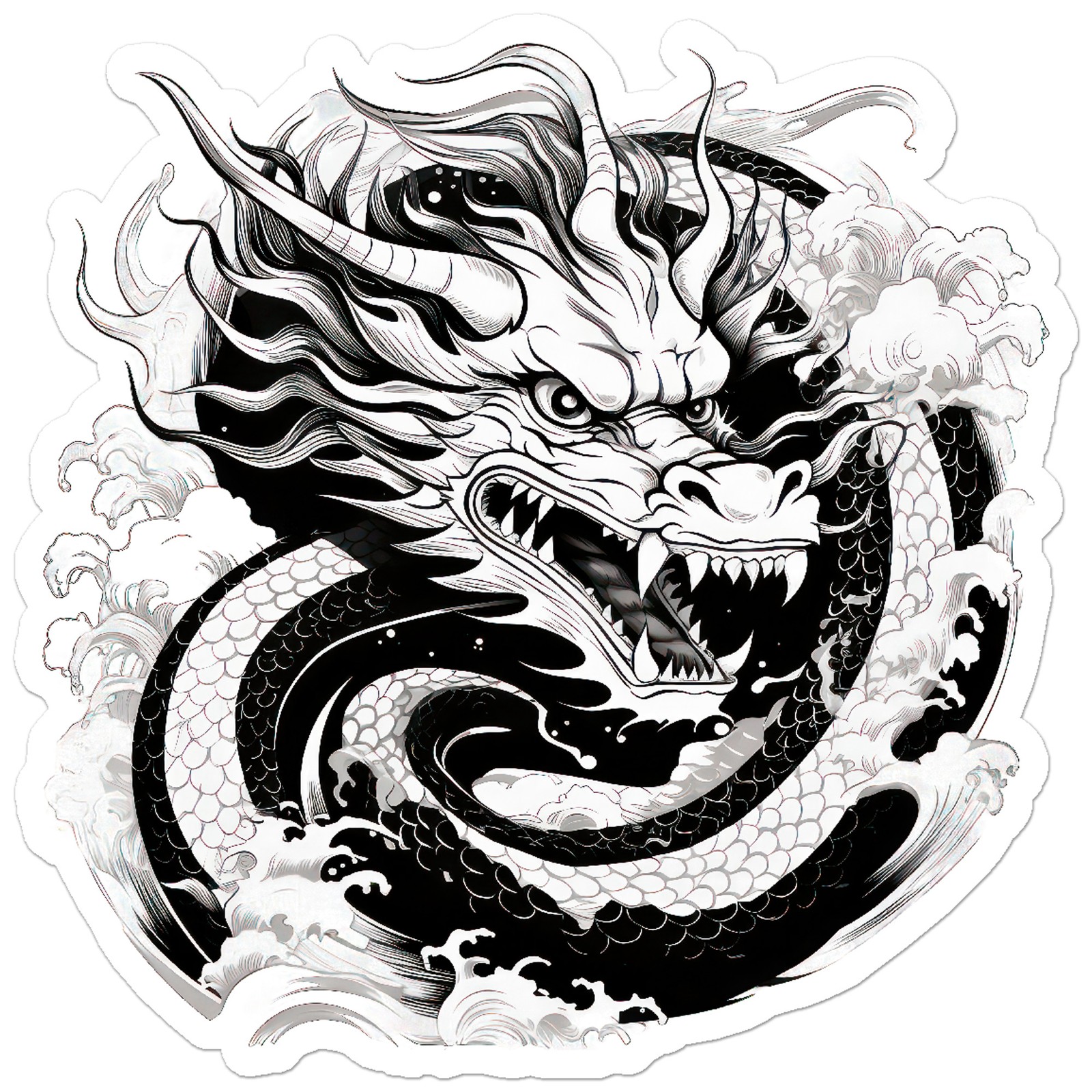 Oriental Water Dragon – Vinyl Decal Sticker – Car Window Laptop – ebn12599