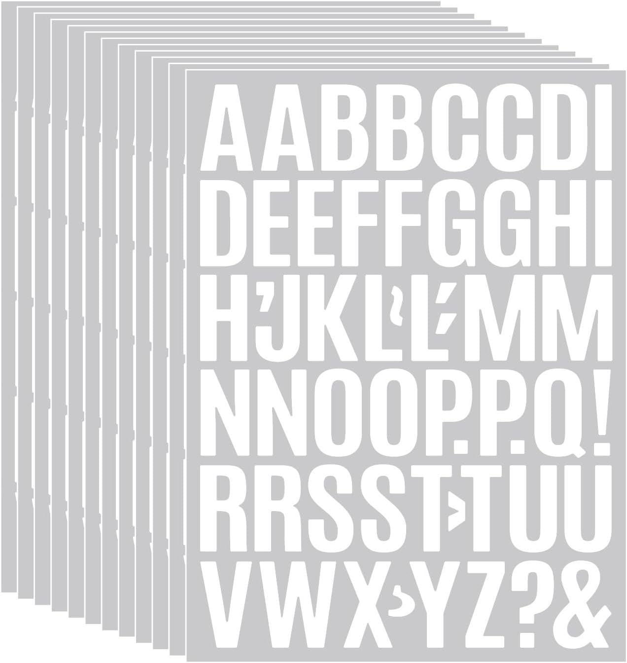 12 Sheets 1 Inch Vinyl Letter Stickers – Alphabet Decals for Windows, Walls, Doo