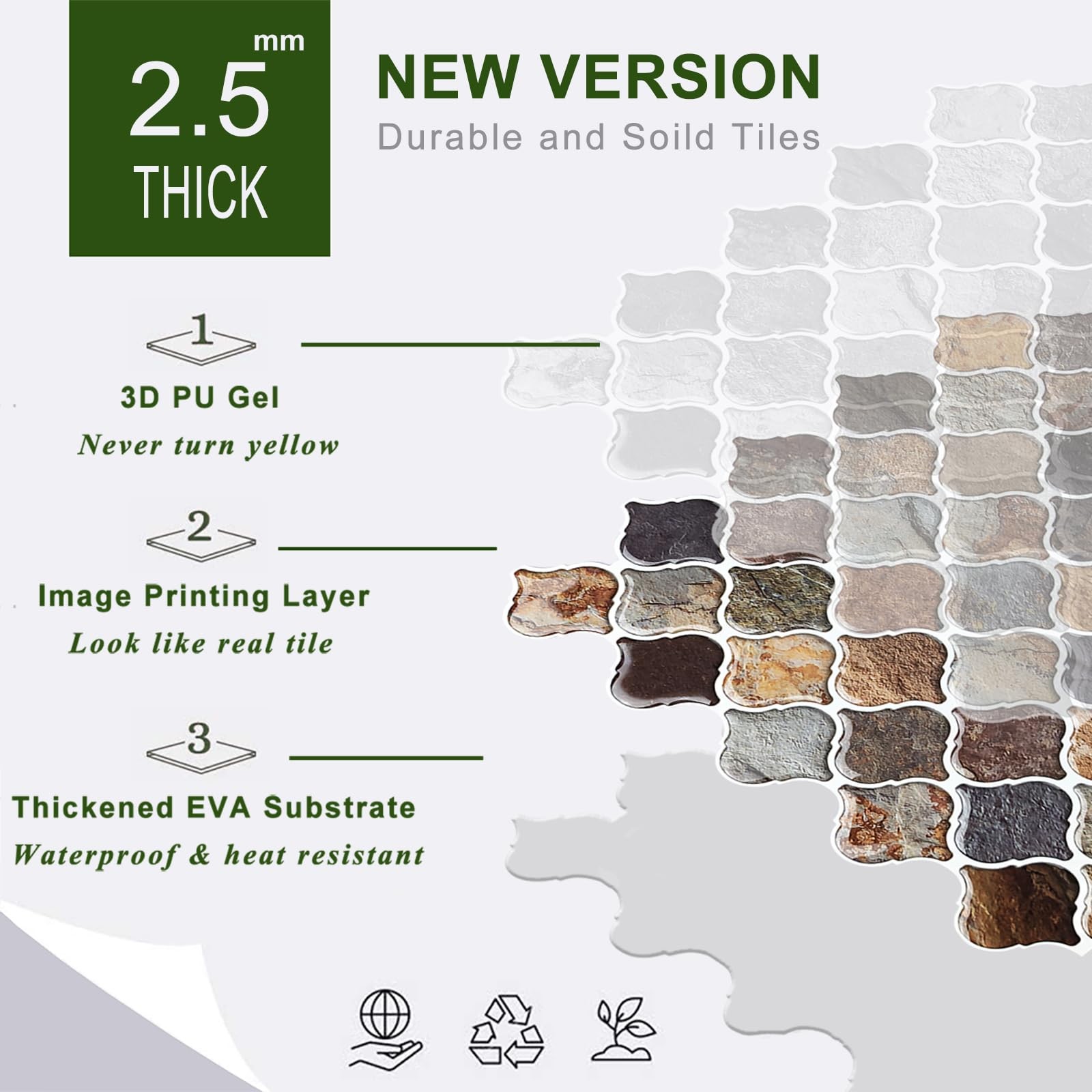 Arabesque Peel and Stick Backsplash, 12”X12” Backsplash Tile for Kitchen Peel…