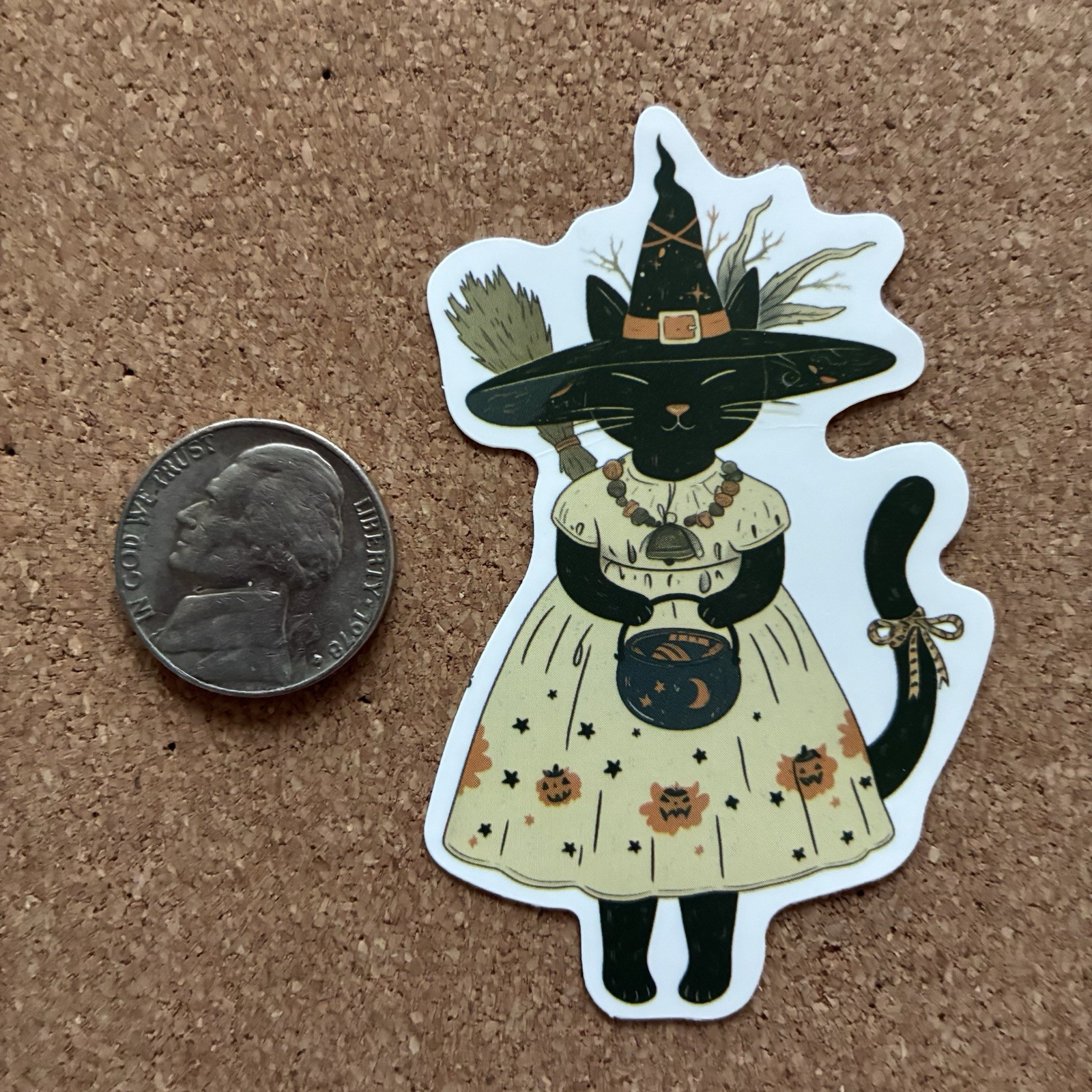 Black Kitty Cat Halloween Witch Spooky Fun Whimsy Void Vinyl Sticker Decal