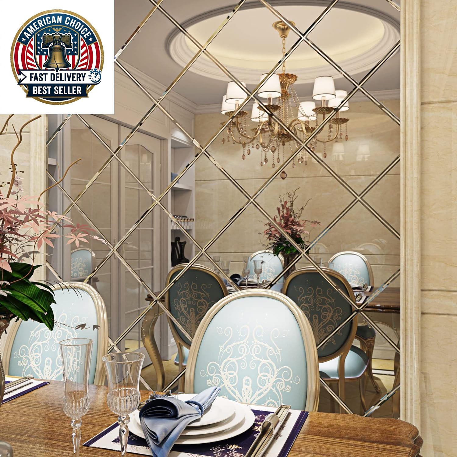 24"X197" Large Flexible Self Adhesive Mirror Stickers for Walls Mirror Decor Sti