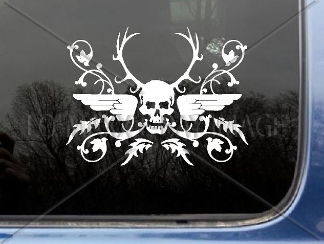 Antler Skull Awesome Ornate Graphic Design Superior Quality Die Cut Vinyl Decal