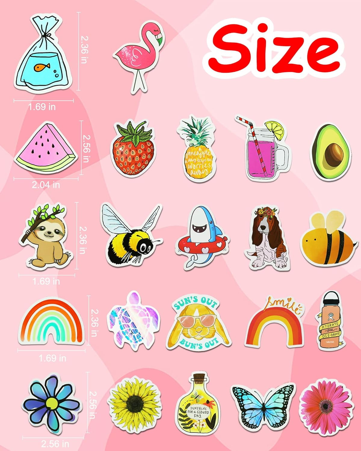 200Pcs Water Bottle Stickers for Kids, Cute Stickers for Water Bottles, Vinyl Wa