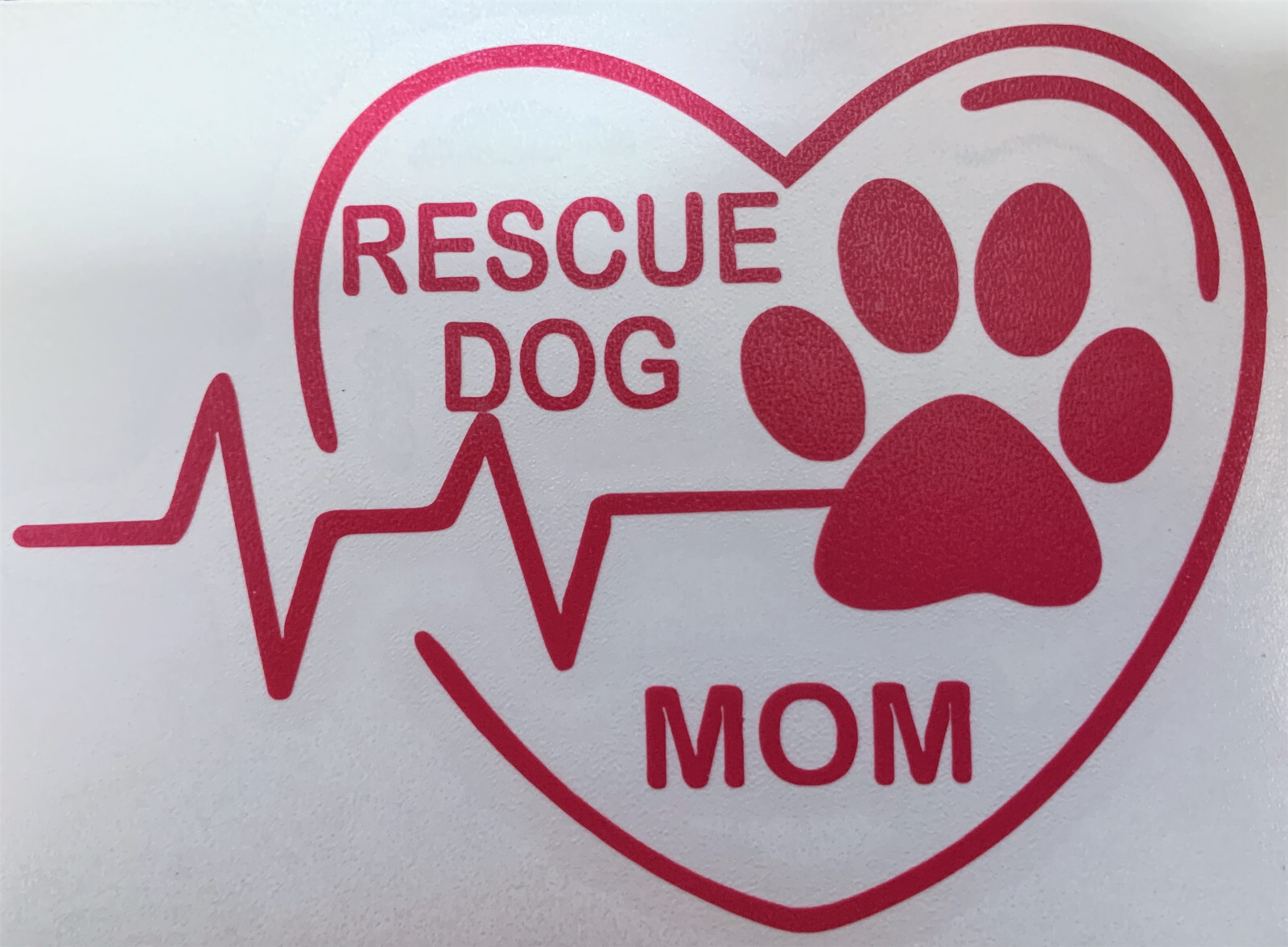 RESCUE DOG MOM or DAD – Outdoor Vinyl Decal / Sticker – Hot Pink or White