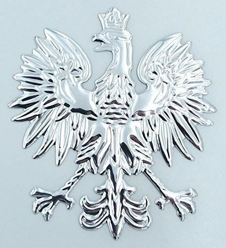 Poland, Polish Eagle Chrome Silver Finish Decal Emblem 3D Sticker car Bike