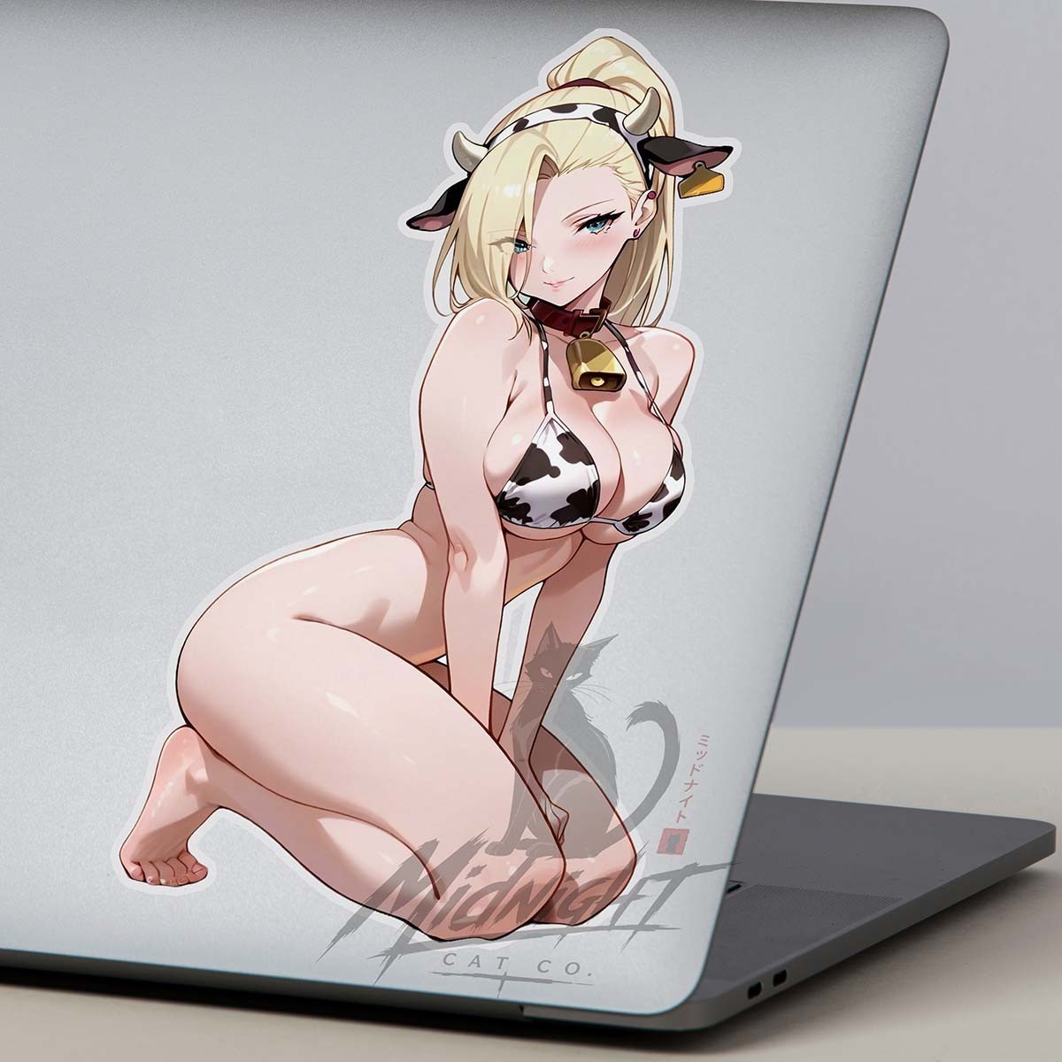 Cow Print Bikini Waifu Sticker | Waterproof Vinyl Decal Gloss Finish, Kawaii 015