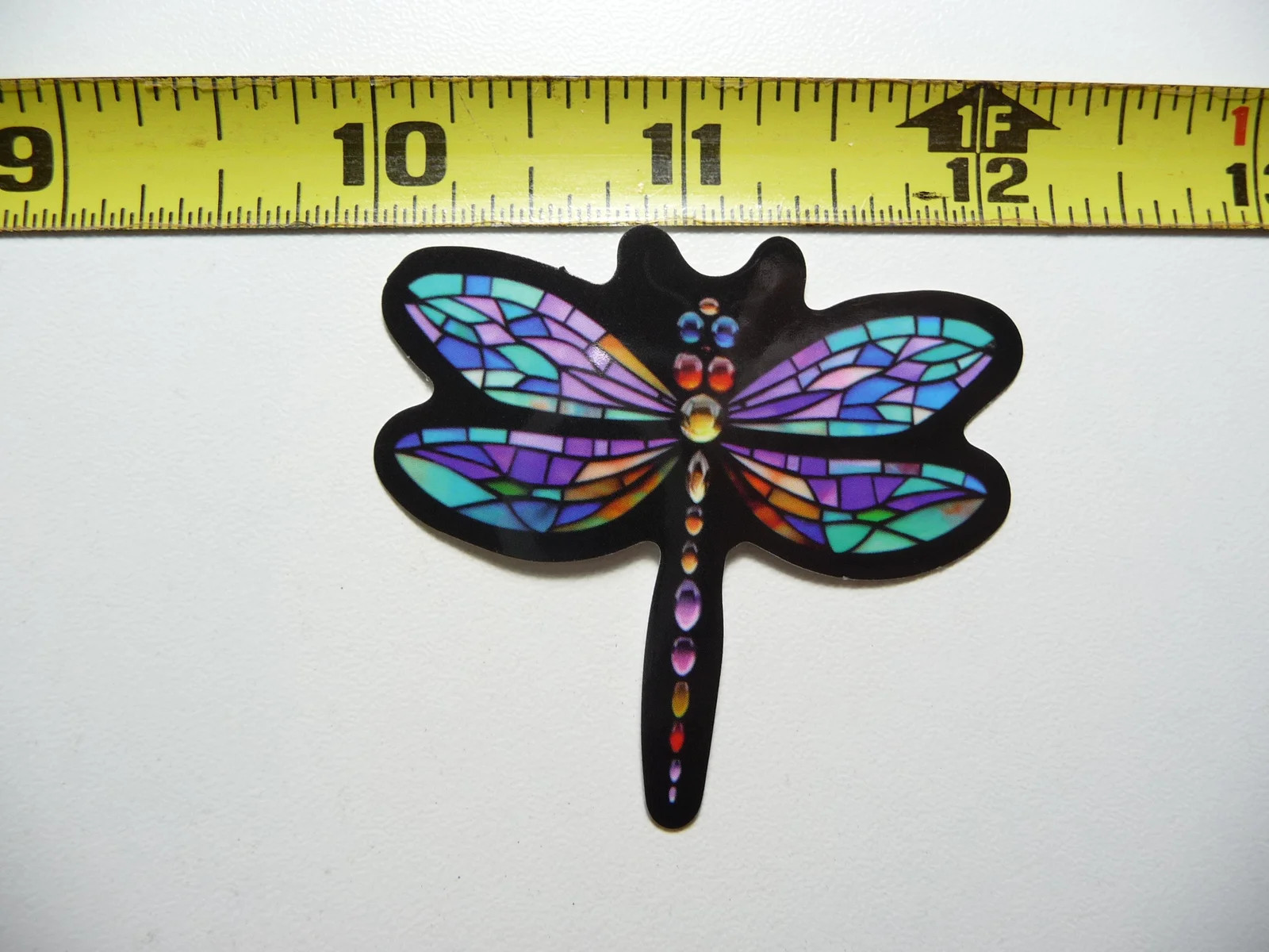 BABY DRAGONFLY SMALL STICKER DECAL STAINED GLASS STYLE BEAUTIFUL COLORS